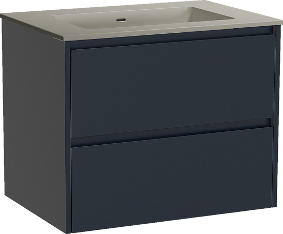 Storke Seda zwevend badmeubel 75 x 52 cm nachtblauw met Diva enkele wastafel in top solid zijdegrijs