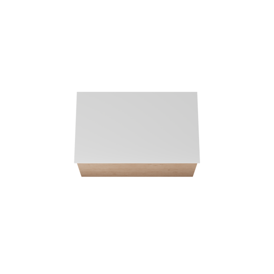 Balmani Forma zwevend badmeubel 90 x 55 cm naturel eiken met Stretto enkel wastafelblad in solid surface mat wit, Horizontale symmetrische rechte ribbel