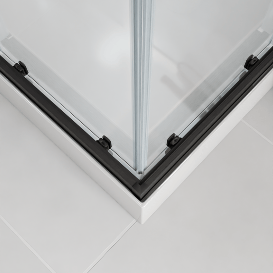 Luca Varess Talan douchecabine met schuifdeuren 90 x 90 cm helder glas mat zwart profiel