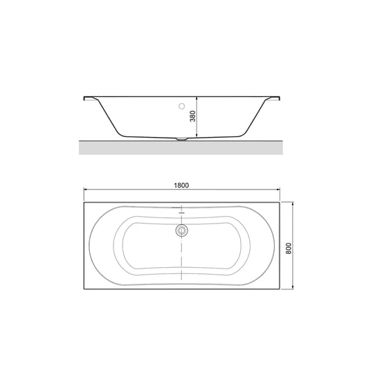 Linie Tessa baignoire encastrable double 180 x 80 cm acrylique Blanc Brillant