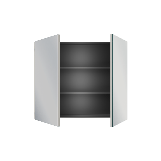 Linie Montro Spiegelschrank Bad: 90 x 75 cm, Weiß Glänzend