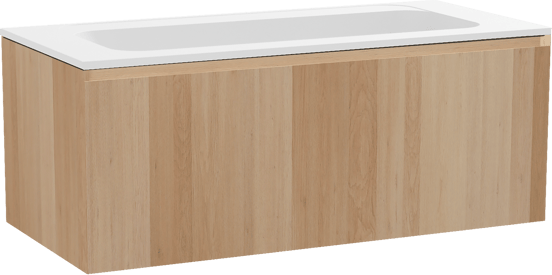 Balmani Idra meuble salle de bains suspendu 120 x 55 cm chêne naturel avec Tablo Strada plan simple en marbre composite blanc mat