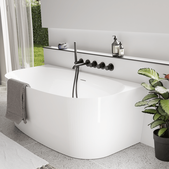 Luca Varess Sutilo halfvrijstaand bad 170 x 75 cm acryl Glanzend Wit