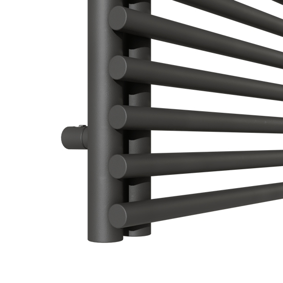 Vipera Nevada enkele handdoekradiator 60 x 180 cm centrale verwarming mat zwart zijaansluiting 1103W