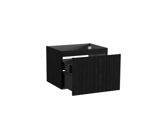 Storke Ribs zwevende wastafelonderkast 65 x 52 cm zwart eiken 2 lades