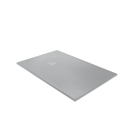 Balmani Vega douchebak 140 x 90 cm composietmarmer donkergrijs leisteenstructuur