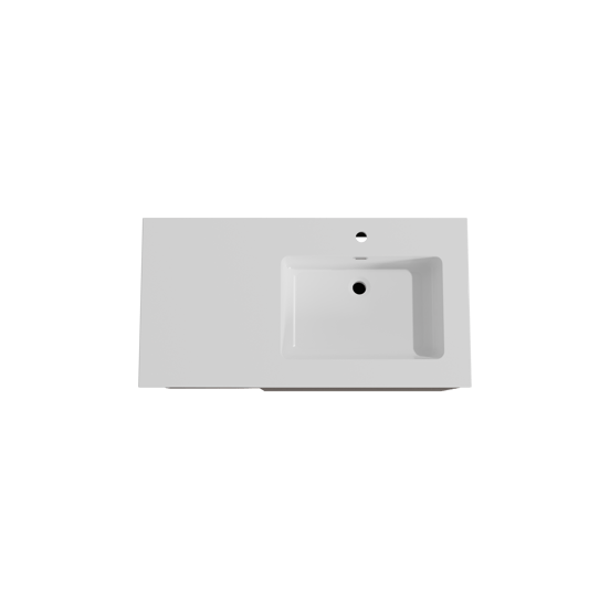 Storke Edge hängendes Möbelstück Set: 100 x 52 cm, Nussbaum, mit Diva Waschtisch rechts, Marmorkomposit Weiß glänzend