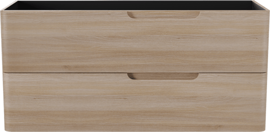 Linie Curvo hängender möbelstück Waschtischunterschränke 120 x 46 cm Eiche Hell 2 Schubladen