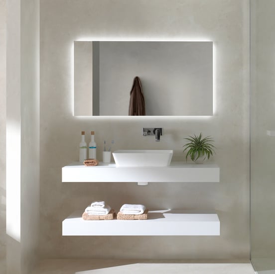 Balmani Dominus enkel of dubbel wastafelblad matte Solid Surface 120 x 55 cm