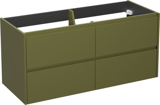 Storke Seda hängender Waschbeckenunterschrank: 130 x 52 cm, Olivgrün, 4 Schubladen