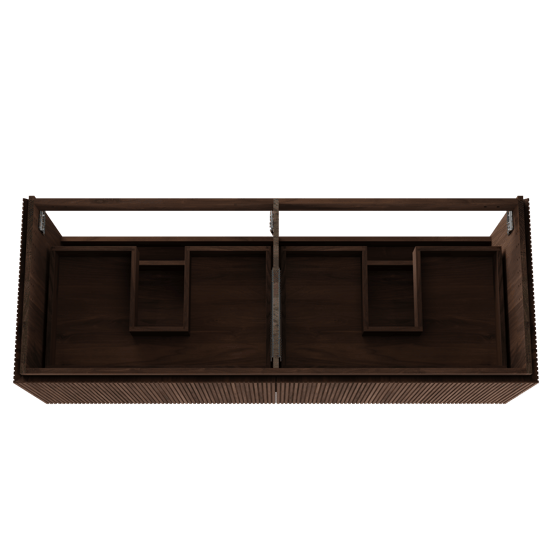 Balmani Eclips zwevende wastafelonderkast 150 x 55 cm Amerikaans notenhout 4 lades vert. sym. Groef