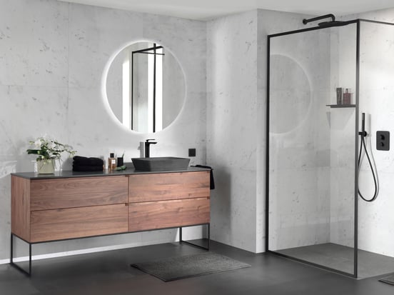 Balmani Framed inloopdouche 120 x 210 cm helder glas met coating, mat zwart profiel