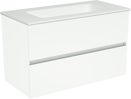 Storke Edge meuble salle de bains suspendu 80 x 40 cm blanc mat avec Mata plan simple en solid surface blanc mat