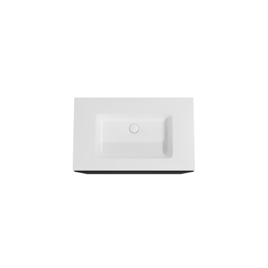 Storke Edge staand badmeubel 85 x 52 cm mat zwart met Mata enkele wastafel in solid surface mat wit