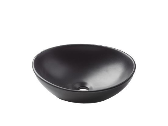 Luca Varess Denza Aufsatzwaschbecken: Schwarz matte Keramik, oval, 40,5 x 34 cm