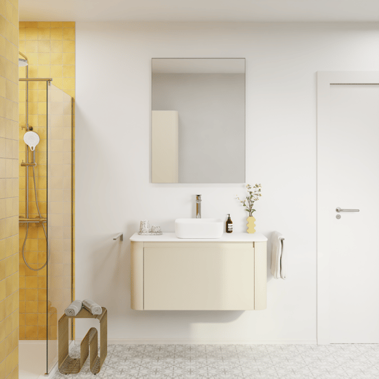 Storke Soft zwevende wastafelonderkast 100 x 46 cm Sand mat 2 lades