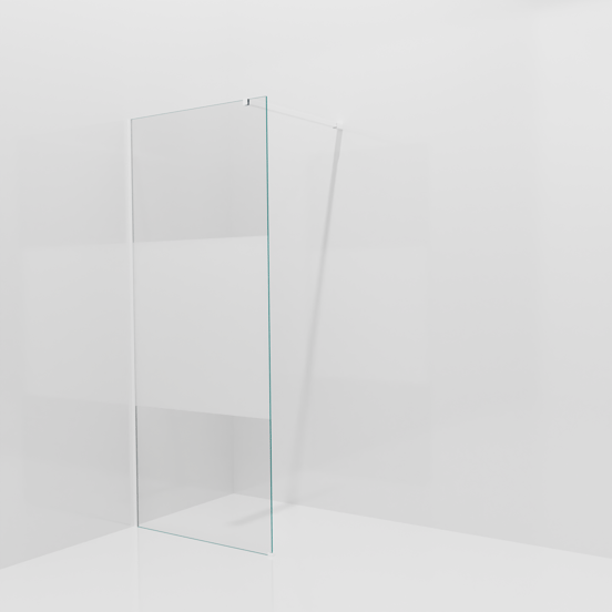 Balmani Modular douche à l'italienne: 90 x 200 cm, Verre transparent avec bande mate, Profil Blanc mat