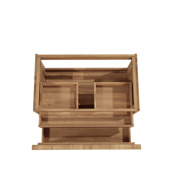 Balmani Forma hängender Waschbeckenunterschrank: 90 x 55 cm, Teak, 2 Schubladen