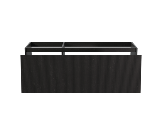 Balmani Fila hängender Waschbeckenunterschrank: 135 x 55 cm, asymmetrisch rechts, Eiche Schwarz, Furnierholz, 4 Schubladen