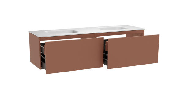 Balmani Sfera hängendes Möbelstück Set: 180 x 55 cm, Cotto, mit Tablo Arcato Doppelwaschtisch, Solid Surface Weiß matt