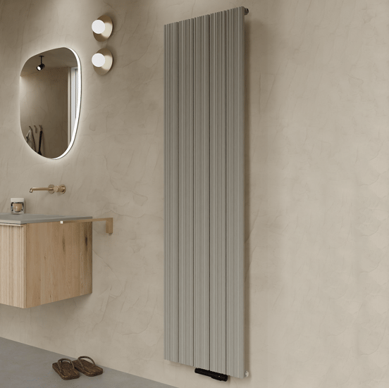 Vipera Mares sèche-serviettes simple 47 x 180 cm chauffage central soie grise raccordement latéral et central 1315W