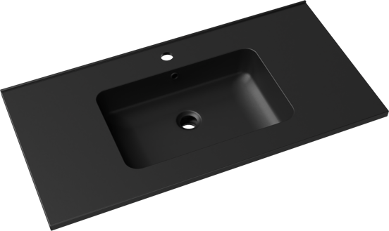 Linie Vano plan simple marbre composite Noir Mat 90 x 46 cm