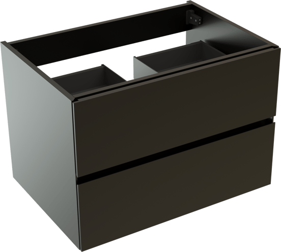 Storke Edge hängender Waschbeckenunterschrank: 75 x 52 cm, Schwarz Matt, 2 Schubladen