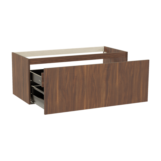 Balmani Sfera hängender Waschbeckenunterschrank: 120 x 55 cm, Amerikanischer Nussbaum, 2 Schubladen