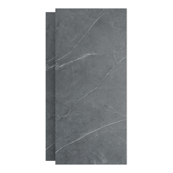 Luca Varess Groovy douchewandbekleding set 2 x 120x260 cm, SPC, Persian Grey Marble