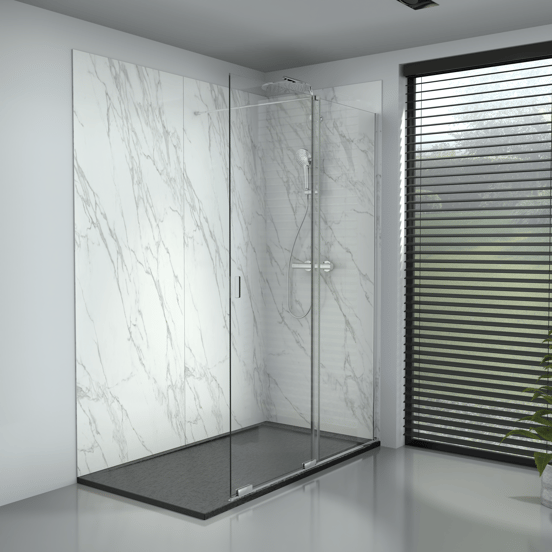 Balmani Move douche à l'italienne avec panneau coulissant 120 x 200 cm verre transparent profil chrome