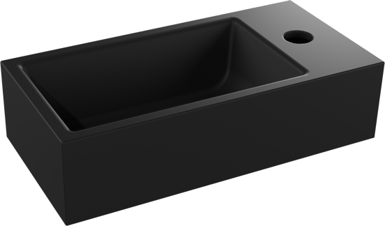 Luca Varess Cubic Handwaschbecken, Keramik Schwarz Matt, Rechts, 40,5 x 20 cm