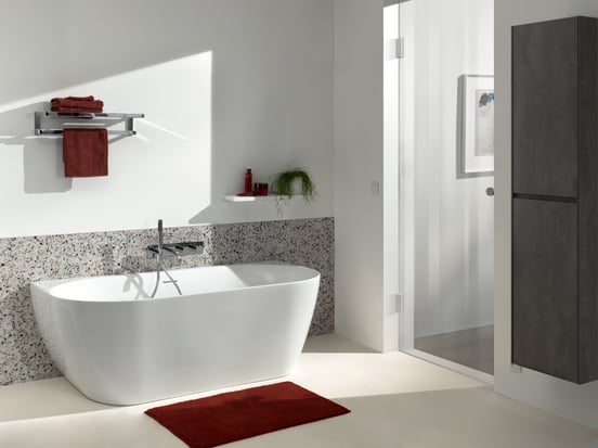 Luca Varess Otello halb freistehende Badewanne: 170 x 80 cm, Acryl, Weiß Glänzend