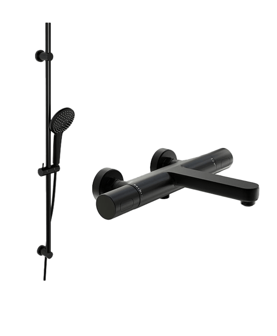 Blaufoss Apollo robinet de bain thermostatique montage mural extérieur noir mat