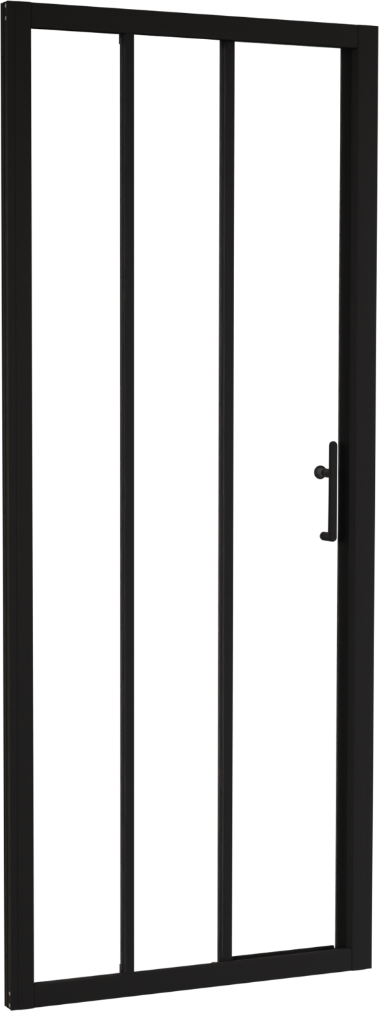 Linie Cadiz driedelige douche schuifdeur 80 cm x 190 cm Helder glas mat zwart profiel