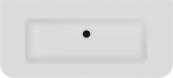 Storke Soft zwevend badkamermeubel 100 x 46 cm Sand mat met Mata Soft enkele wastafel in solid surface mat wit, Verticale symmetrische rechte ribbel