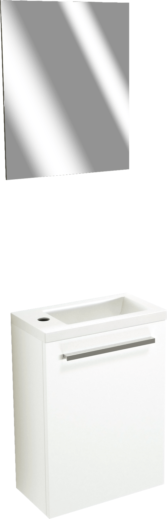 SanyOne Roxy meuble wc suspendu 40 x 22 cm blanc avec Roxy plan vasque en marbre composite brillant