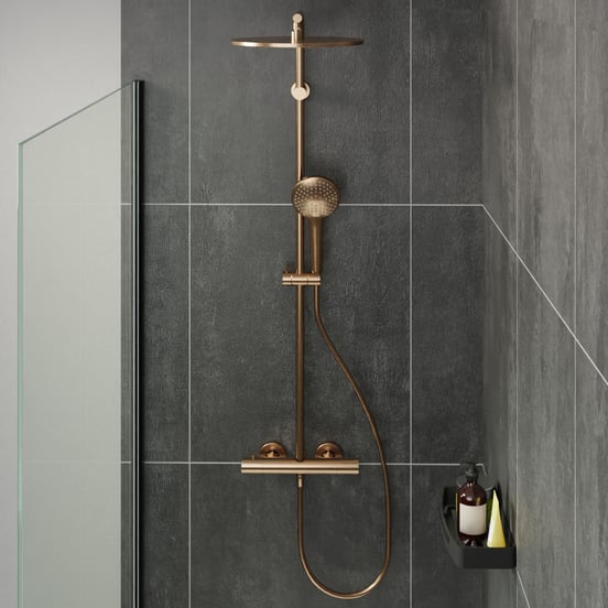 Blaufoss Round 300 colonne de douche de pluie mitigeur thermostatique Brushed Rosegold
