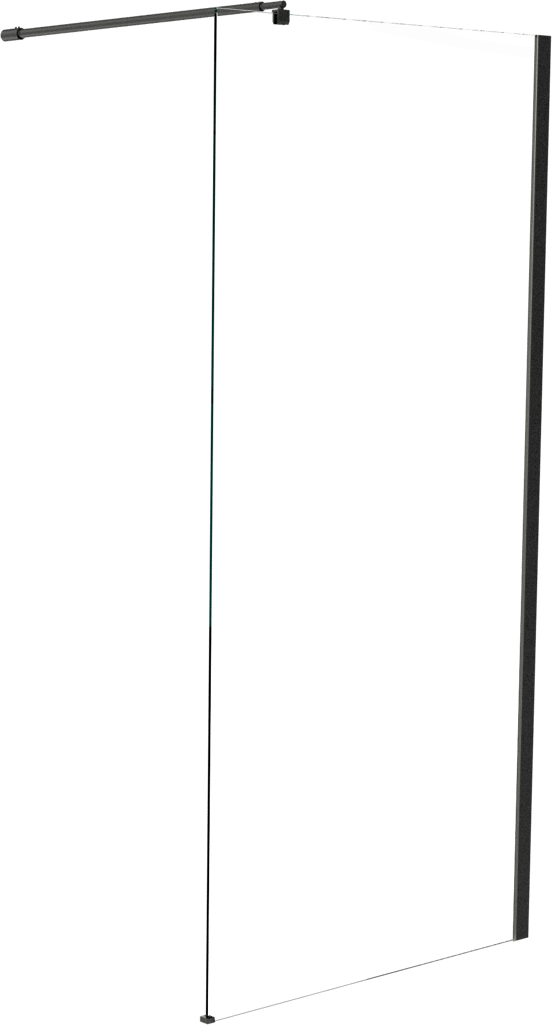 Linie Walk-In Walk-In Dusche: 90 x 200 cm, Klarglas, Schwarzes Profil, matt