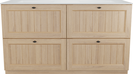 Balmani Lemon meuble salle de bains à poser 150 x 55 cm, placage chêne naturel avec Tablo Stretto double vasque en blanc mat