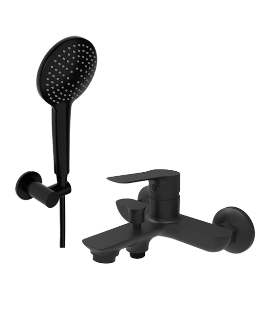 Linie Mila Badewannenarmatur: Mischarmatur, Wandmontage, Schwarz matt