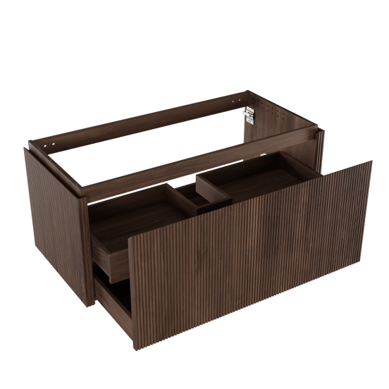 Balmani Eclips hängendes möbelstück Waschtischunterschränke 120 x 55 cm Amerikanischer Nussbaum 2 Schubladen Vert. Sym. Rippe