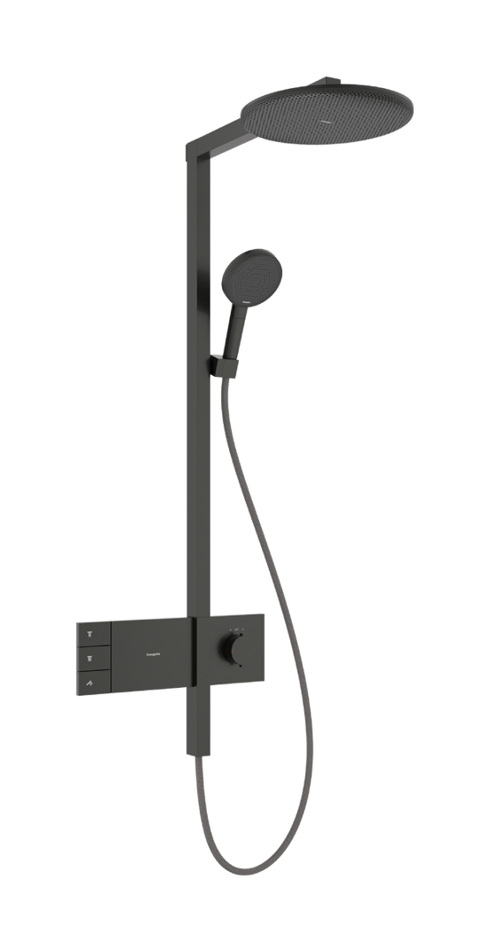 Hansgrohe Raindance Alive S 300 2jets Showerpipe Duschsystem mit Thermostatbatterie: Wandmontage, Brushed Black Chrome