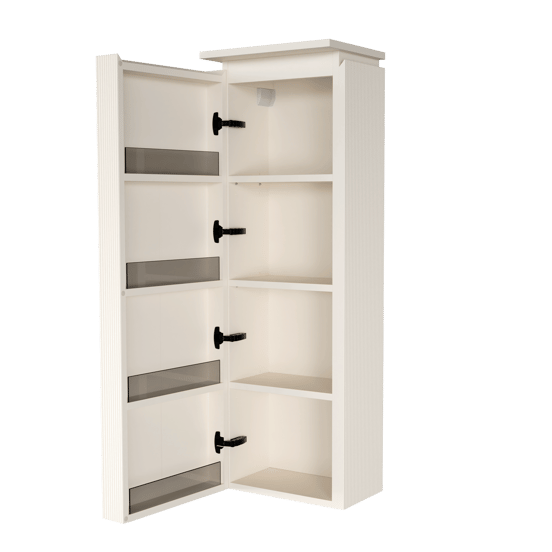 Balmani Ecilps Ribs zwevende kolomkast links Sandbeige 44 x 32 x 130 cm vert. sym. groef