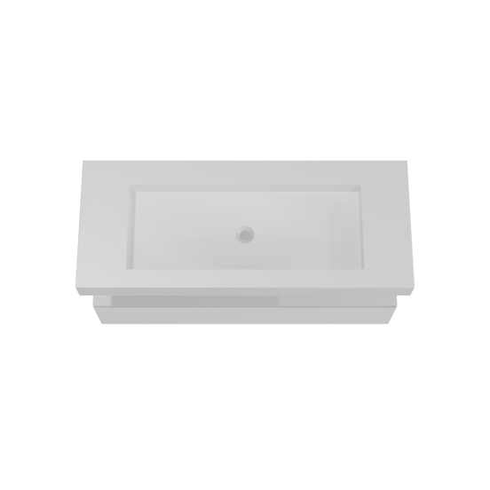 Balmani Mitra Elements meuble salle de bains suspendu 135 x 55 cm blanc mat avec Modus lavabo simple pour 2 trous de robinet en solid surface blanc mat