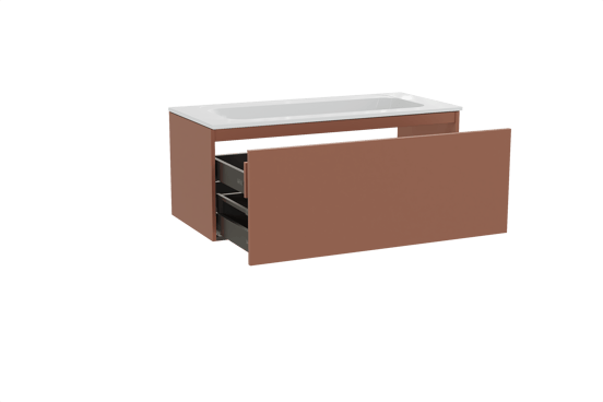 Balmani Sfera meuble salle de bains suspendu 120 x 55 cm cotto avec Tablo Strada plan simple en marbre composite blanc brillant