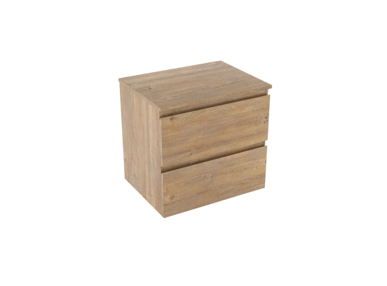 Linie Lado hängendes Möbelstück Set: 60 x 46 cm, Naturbelassene Eiche, mit Lado Einzel Waschtischplatte, Melamin Naturbelassene Eiche