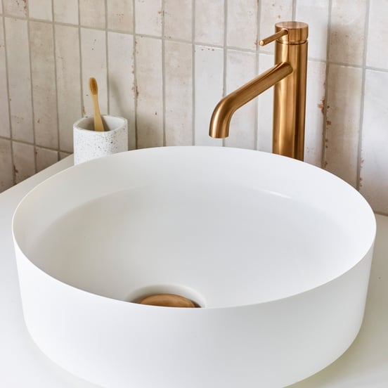Blaufoss Round verhoogde wastafelkraan Brushed Rosegold