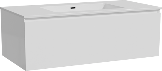 Storke Edge hängendes Möbelstück Set: 105 x 52 cm, Weiß glänzend, mit Diva Einzelwaschtisch, Marmorkomposit Weiß glänzend