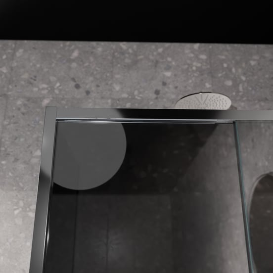 Balmani Senses Design douchecabine met rechtse schuifdeur en vaste zijwand, 160 x 100 cm, Reflex spiegelglas, Hoogglans chroom profielen