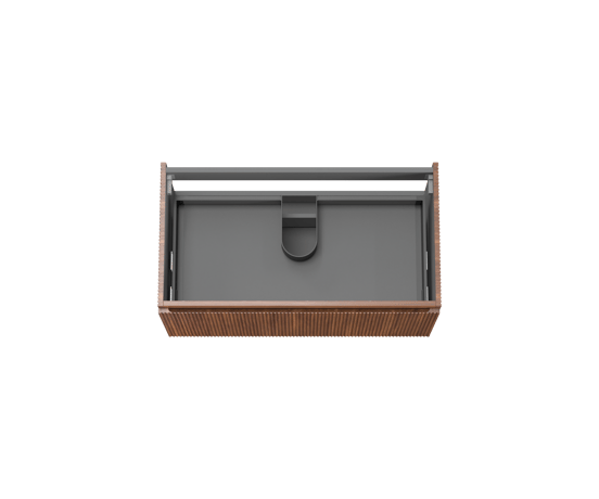 Storke Ribs meuble sous-vasque suspendu 95 x 52 cm noyer 2 tiroirs